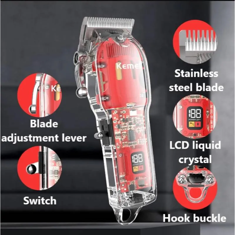 Transparent Rechargeable Electric Hair Clipper Q-LF63