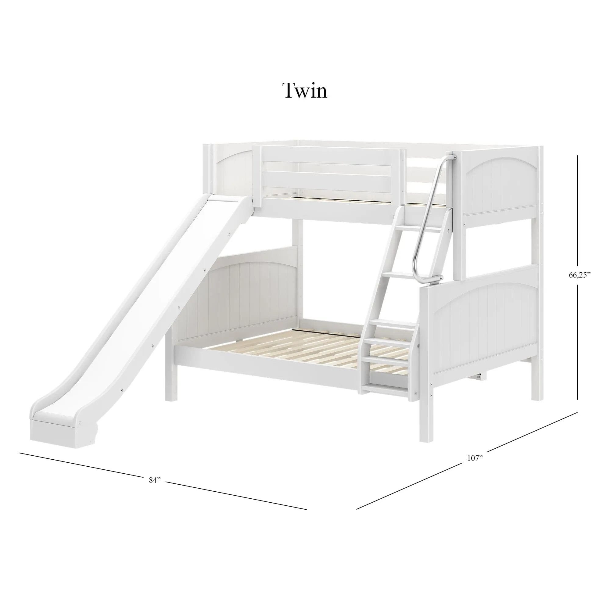 Twin over Full Medium Bunk Bed with Slide and Ladder