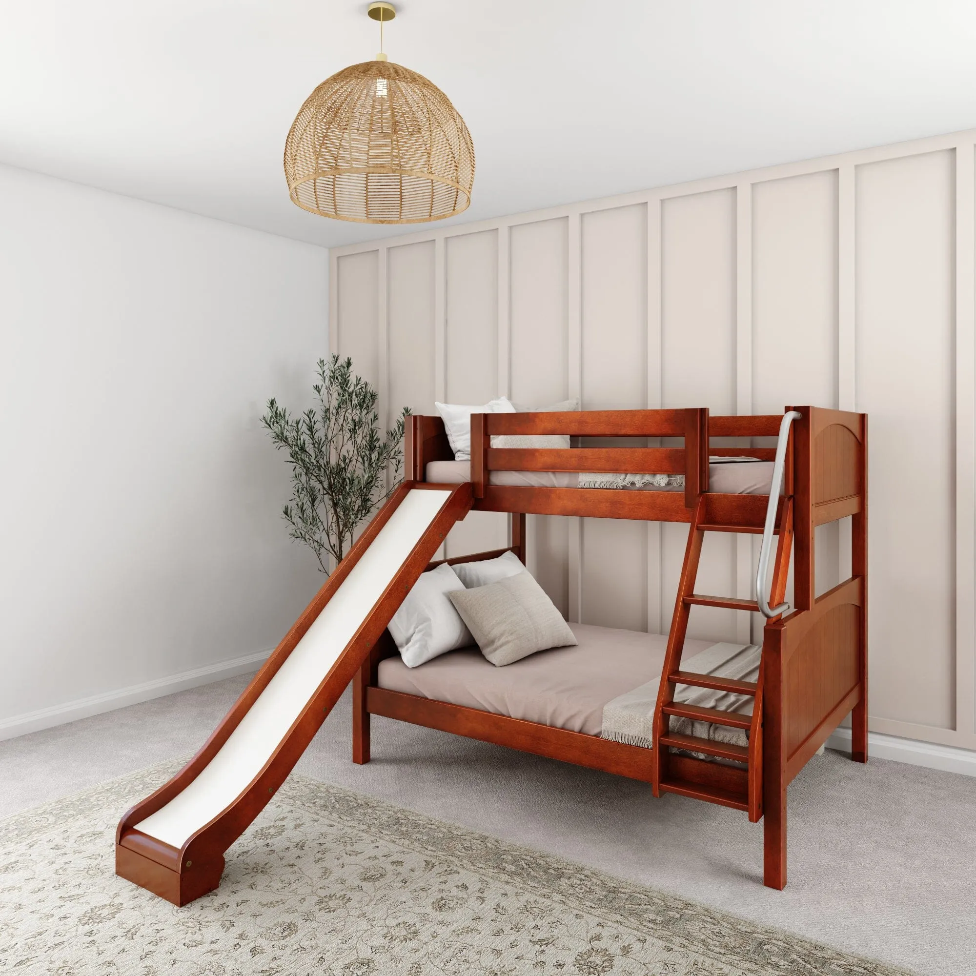 Twin over Full Medium Bunk Bed with Slide and Ladder