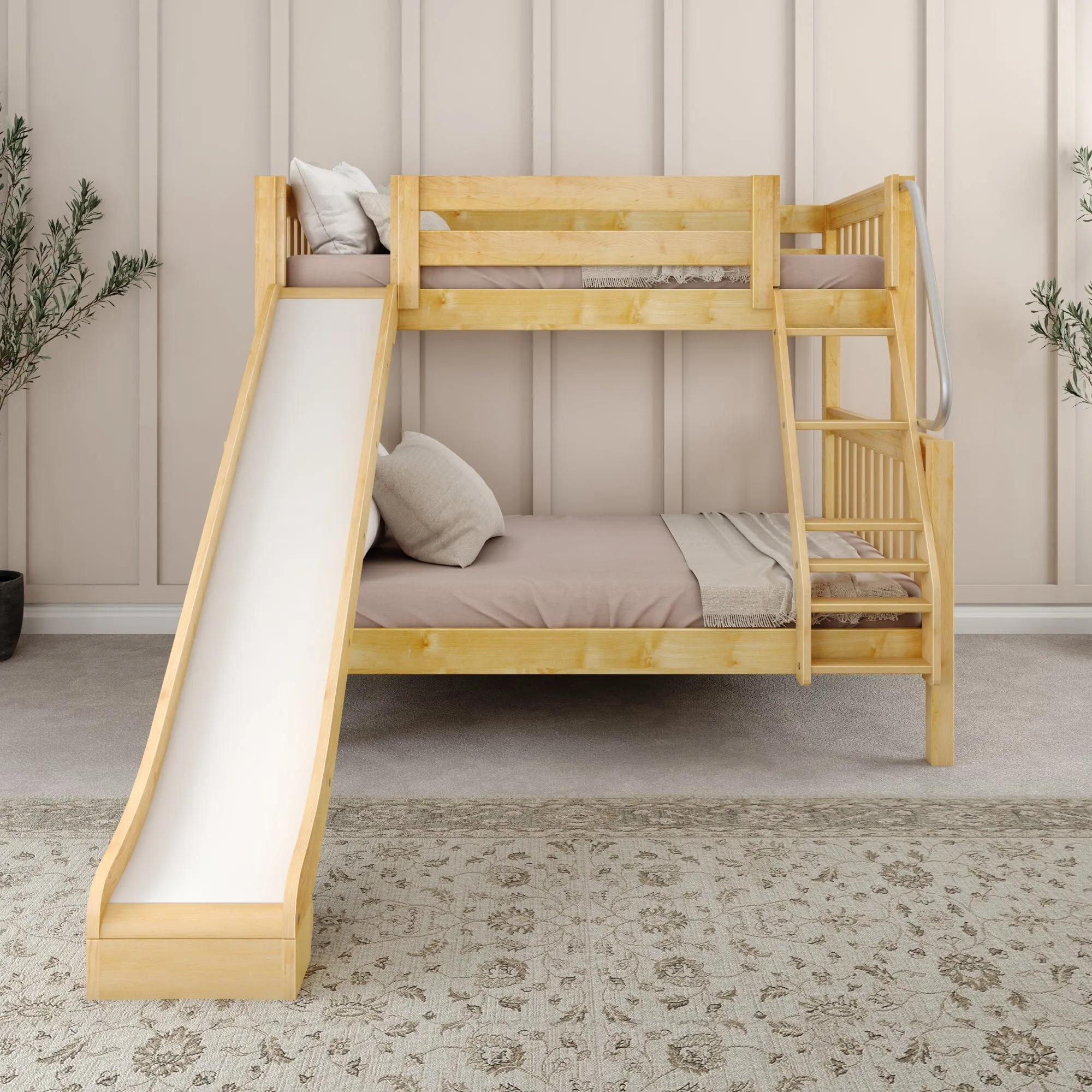 Twin over Full Medium Bunk Bed with Slide and Ladder