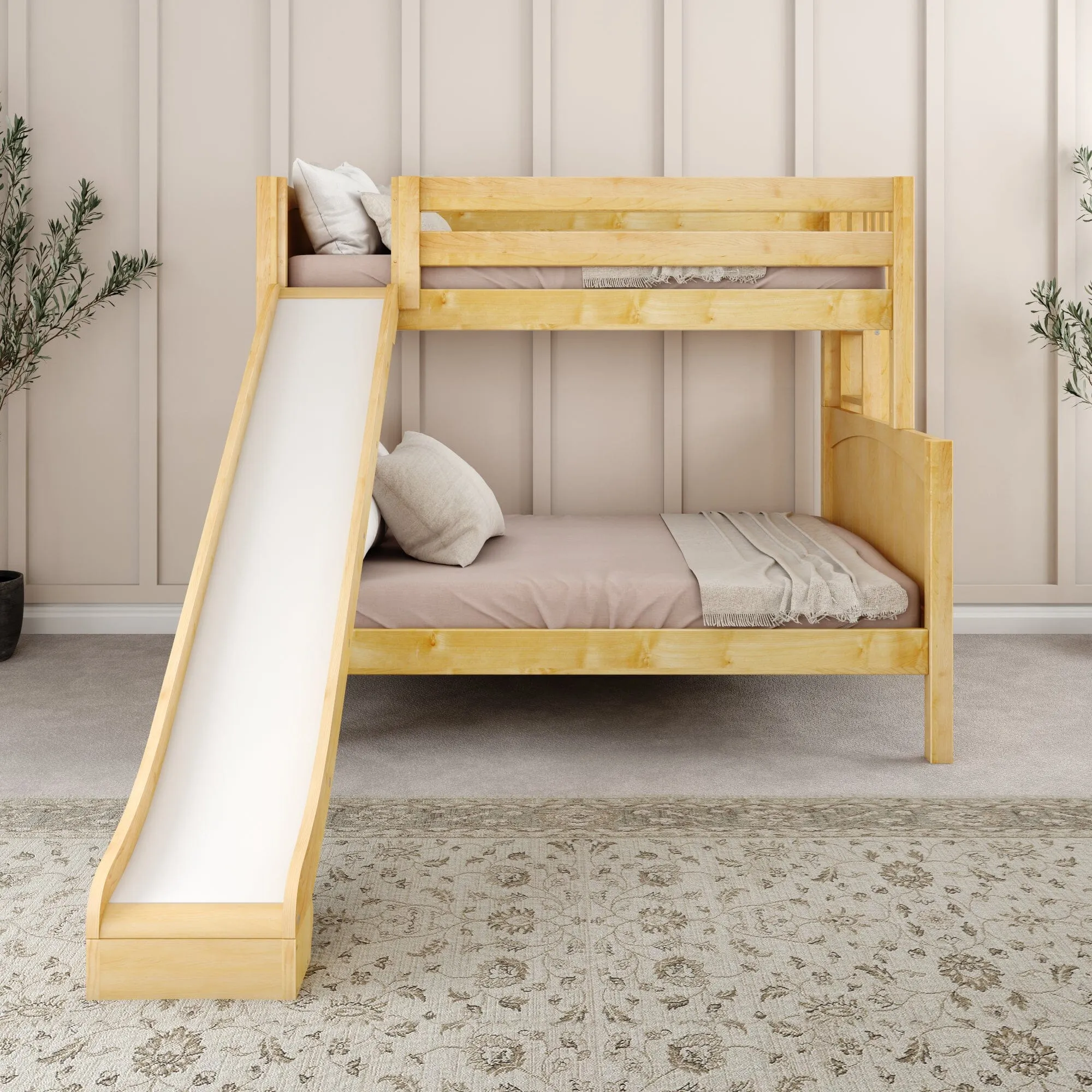 Twin over Full Medium Bunk Bed with Slide and Ladder