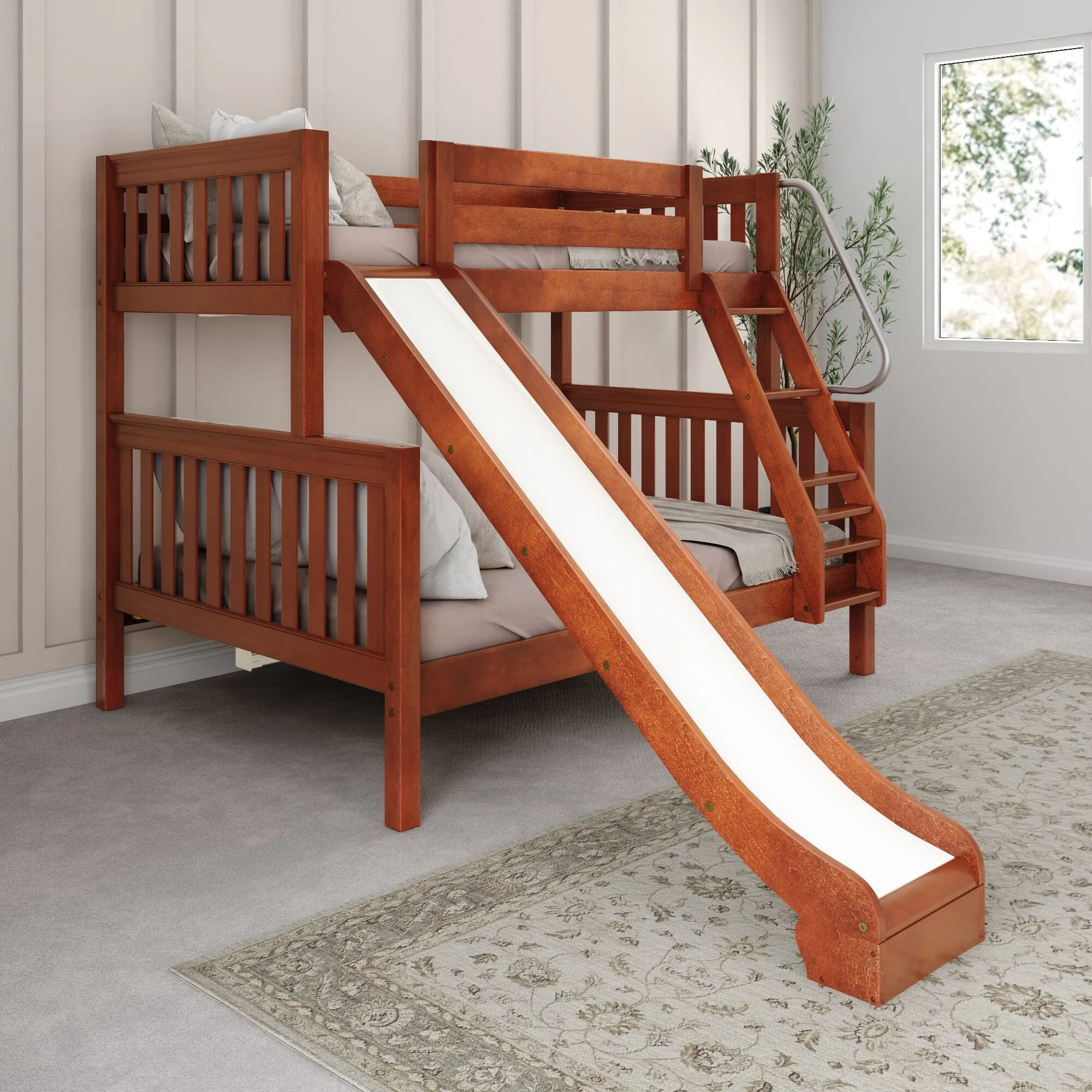 Twin over Full Medium Bunk Bed with Slide and Ladder