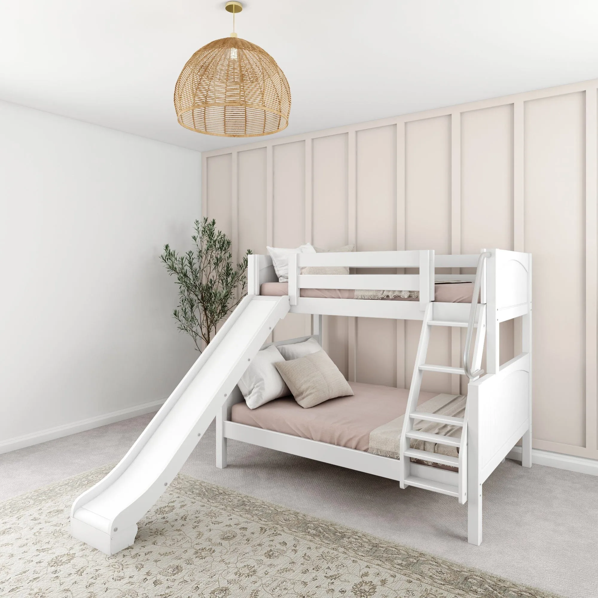 Twin over Full Medium Bunk Bed with Slide and Ladder