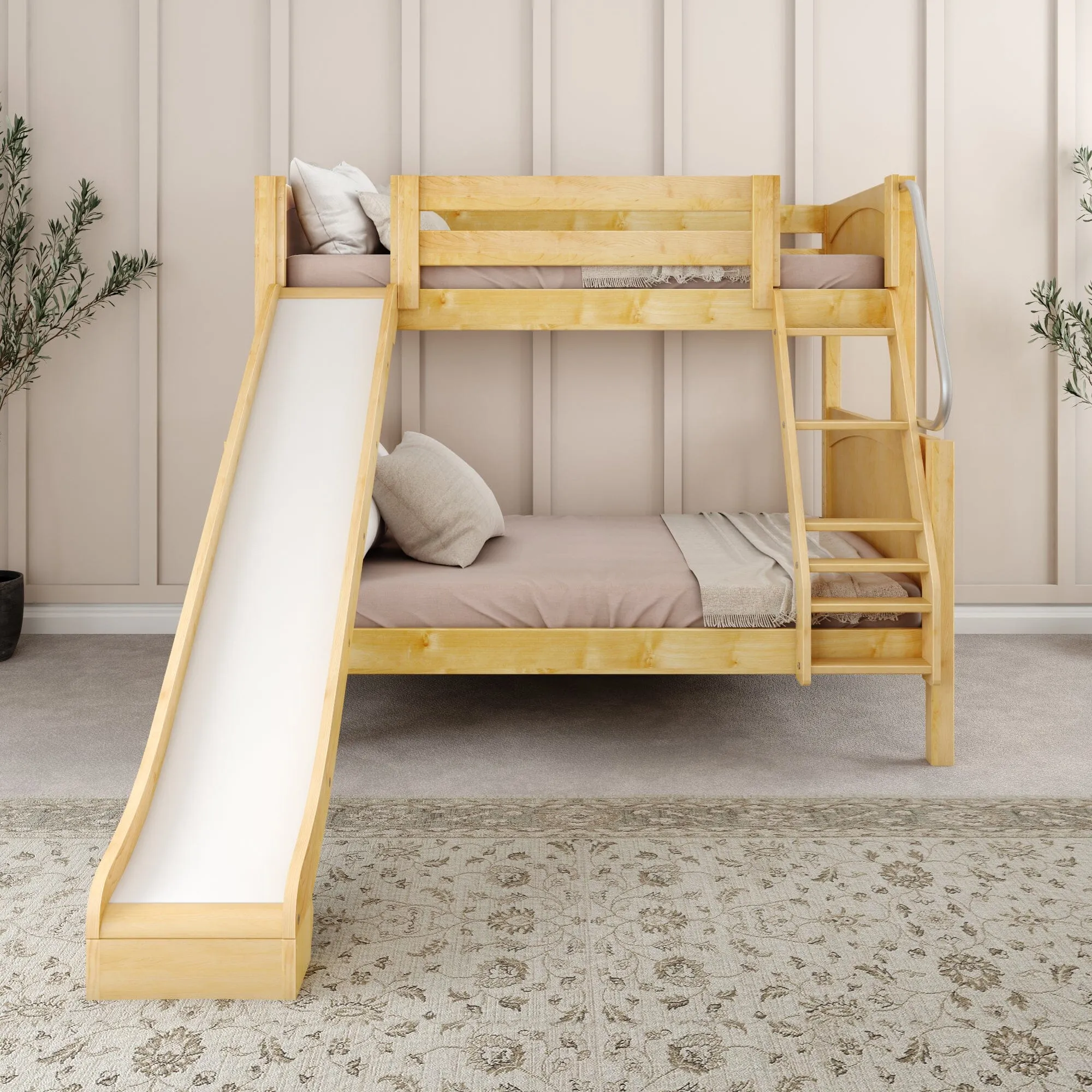 Twin over Full Medium Bunk Bed with Slide and Ladder