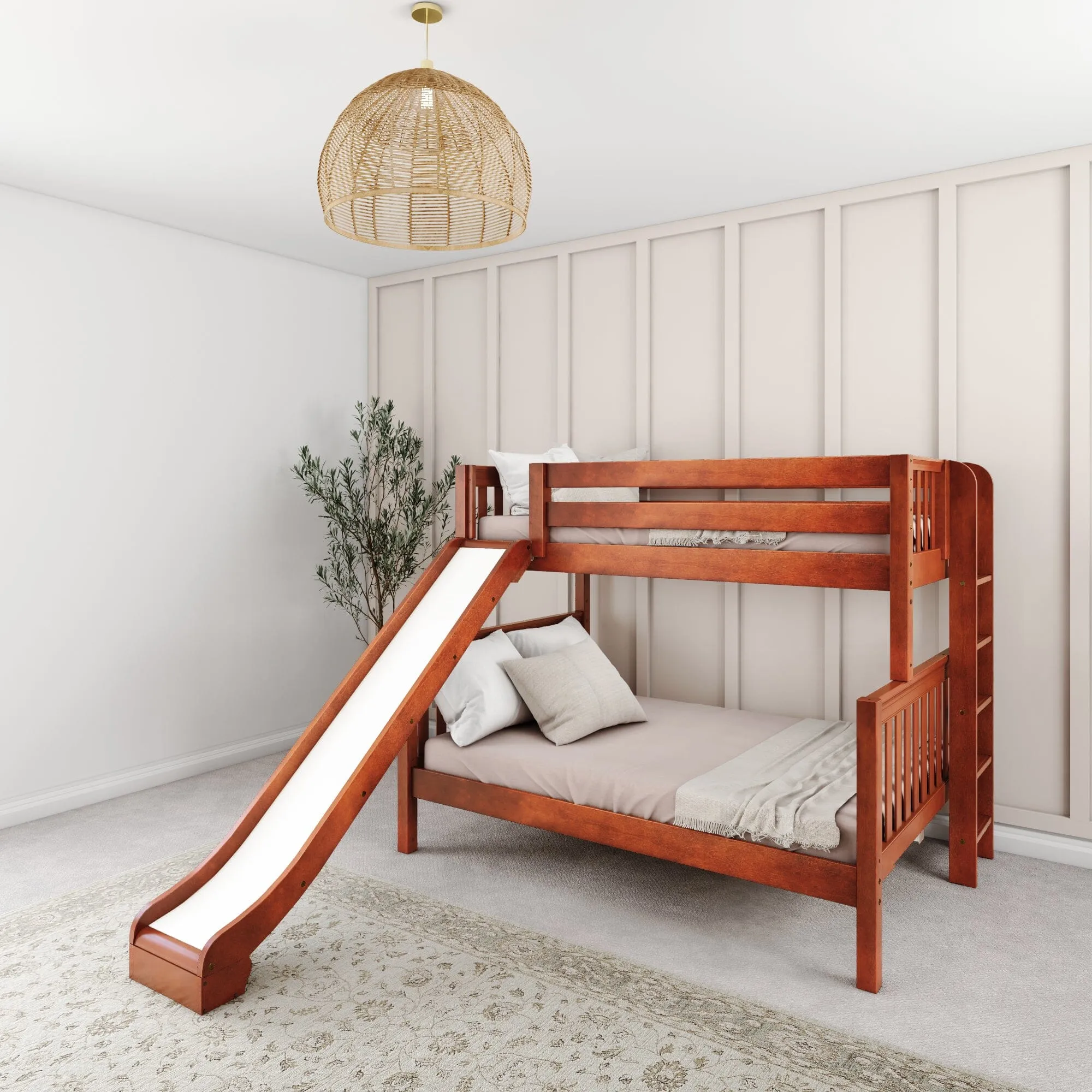 Twin over Full Medium Bunk Bed with Slide and Ladder