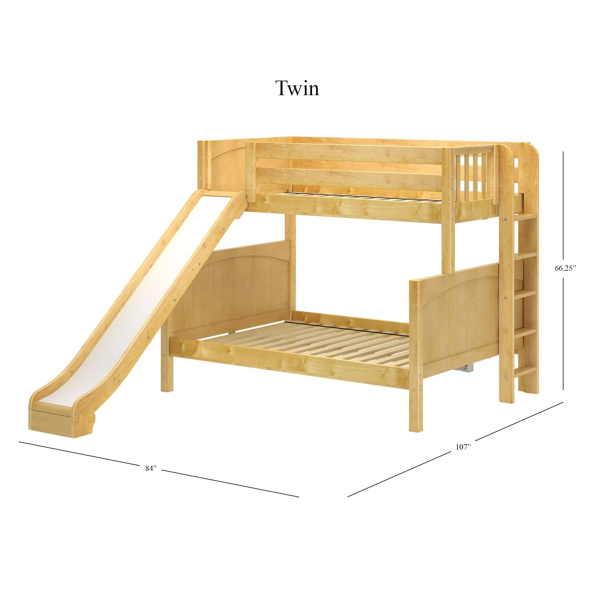 Twin over Full Medium Bunk Bed with Slide and Ladder