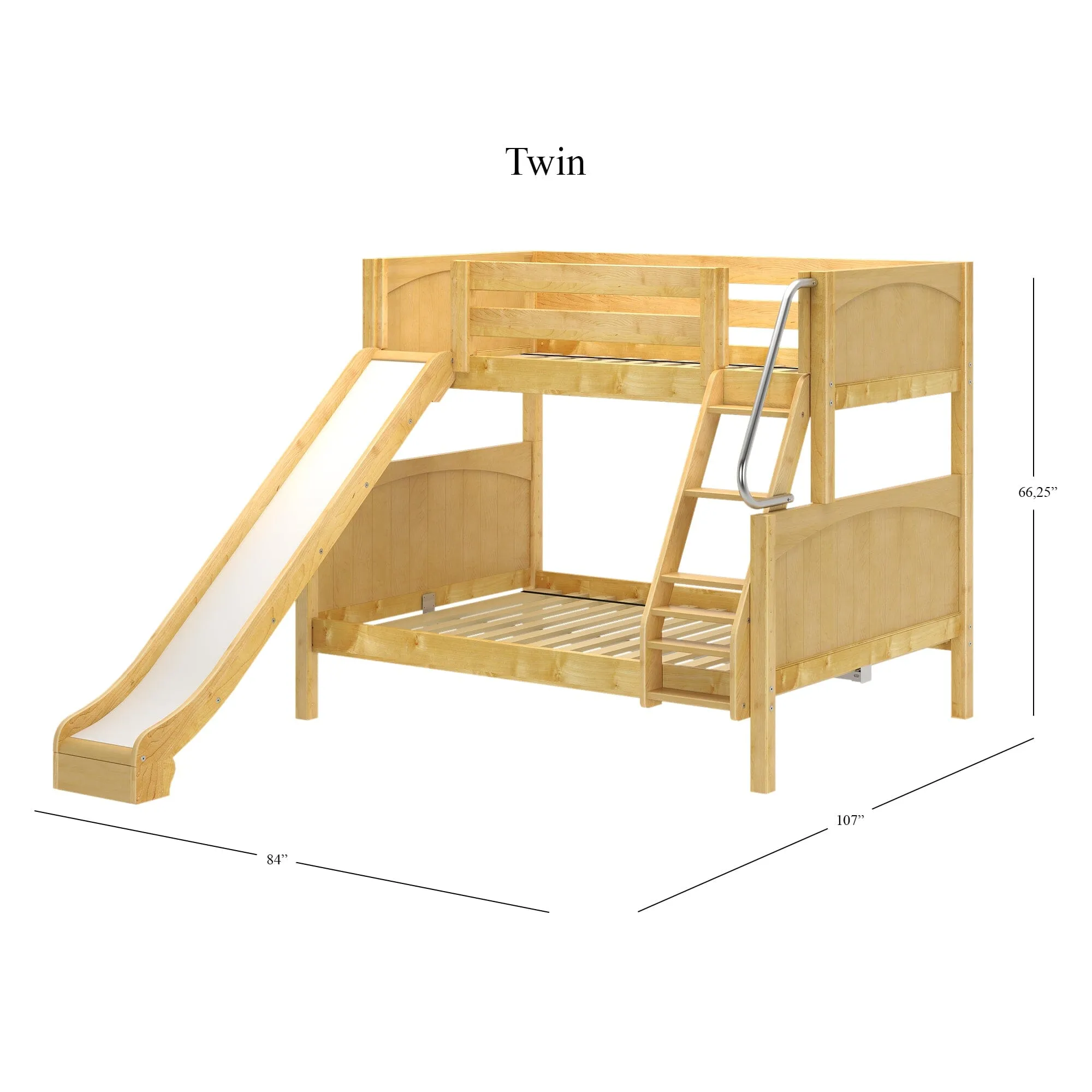 Twin over Full Medium Bunk Bed with Slide and Ladder