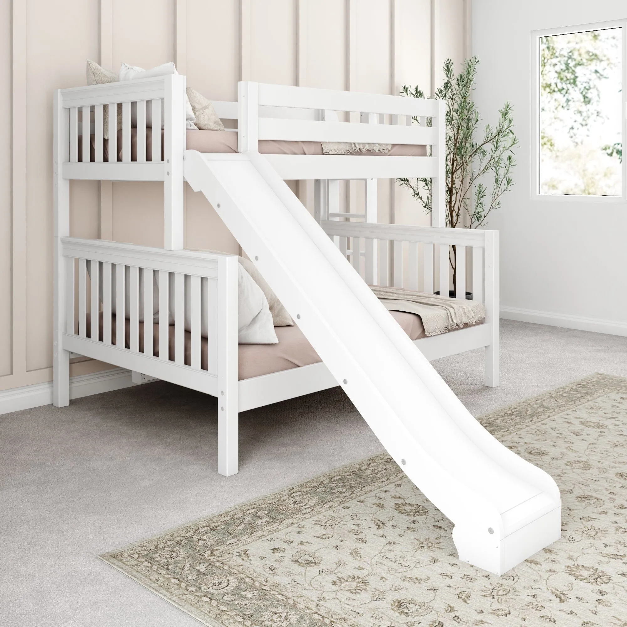 Twin over Full Medium Bunk Bed with Slide and Ladder