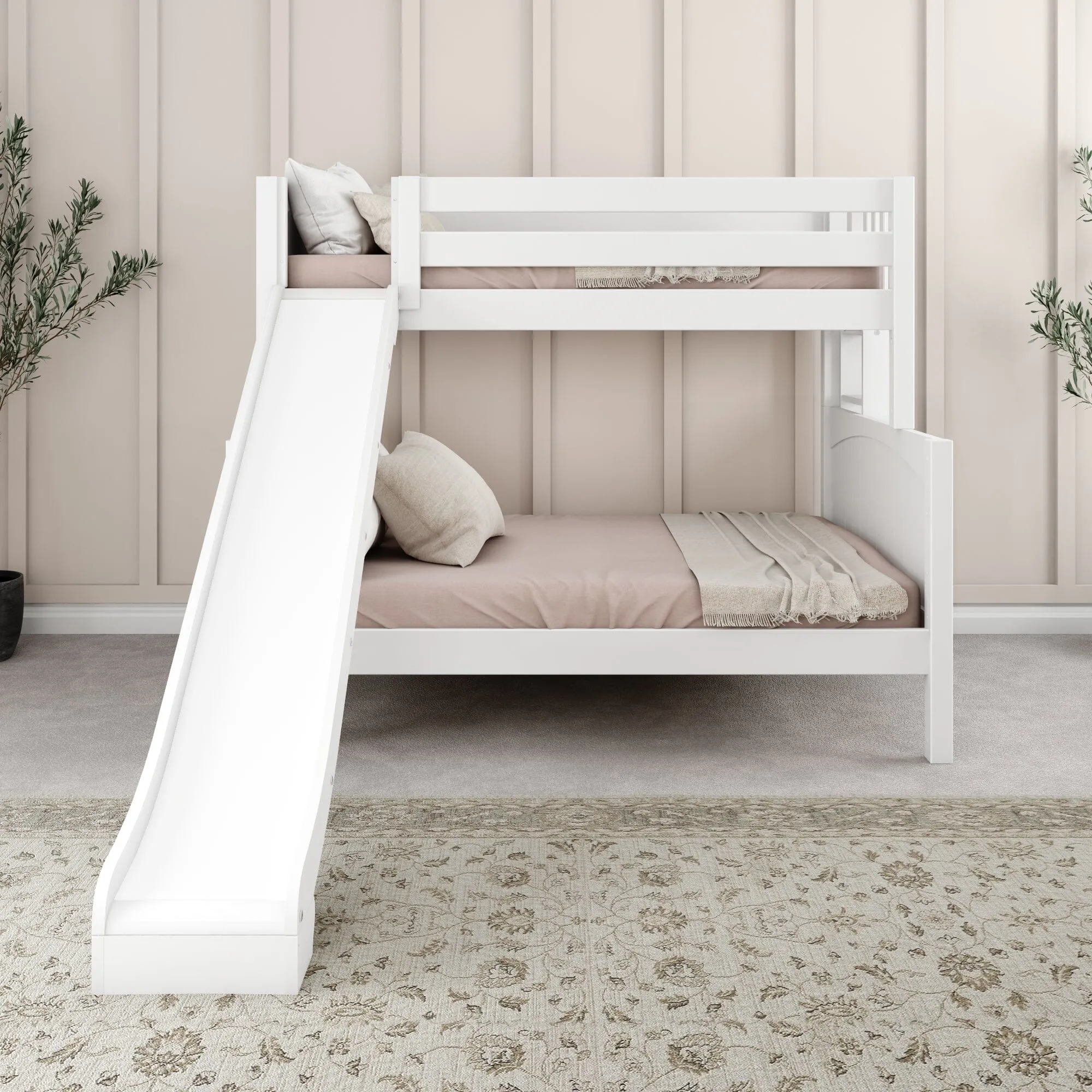 Twin over Full Medium Bunk Bed with Slide and Ladder