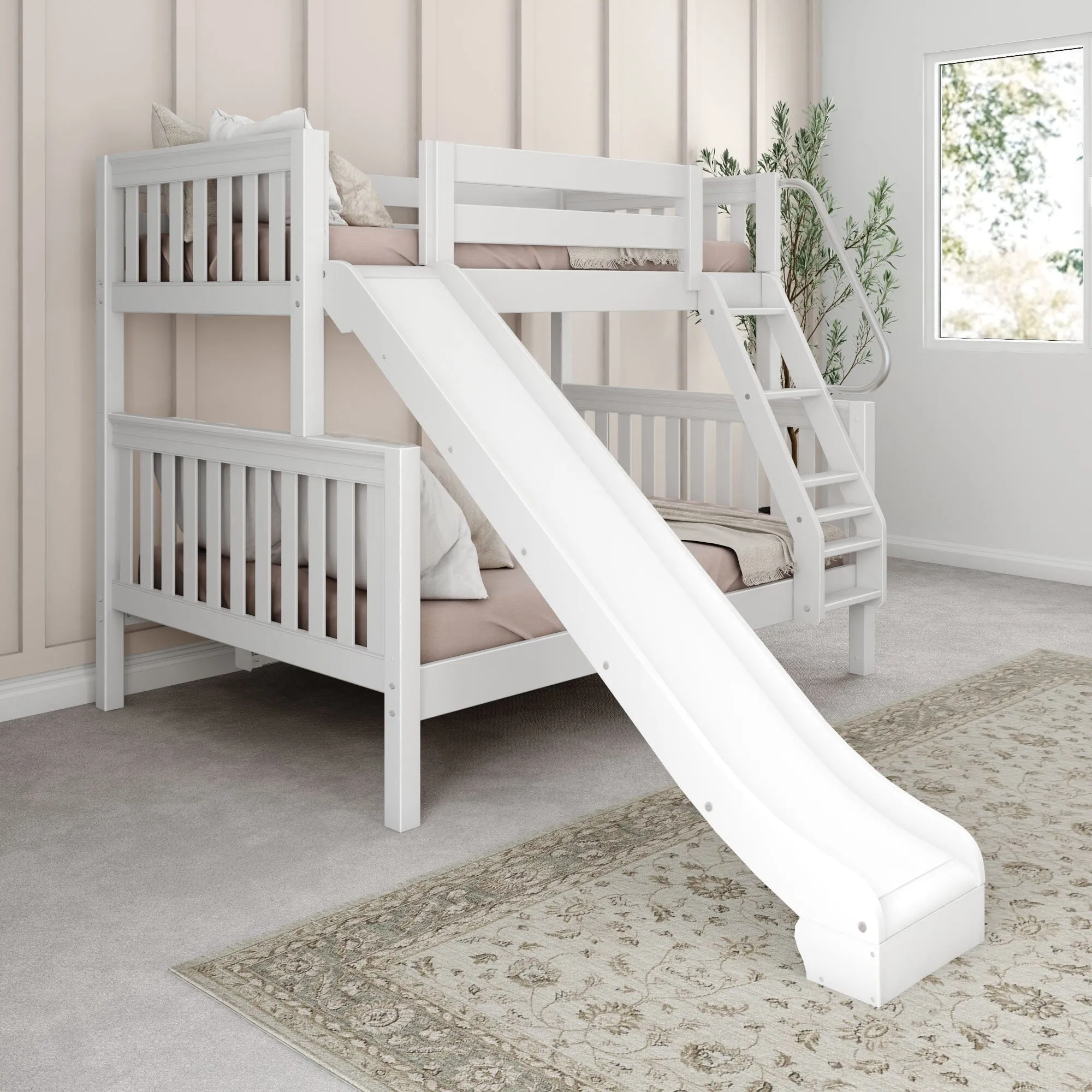 Twin over Full Medium Bunk Bed with Slide and Ladder