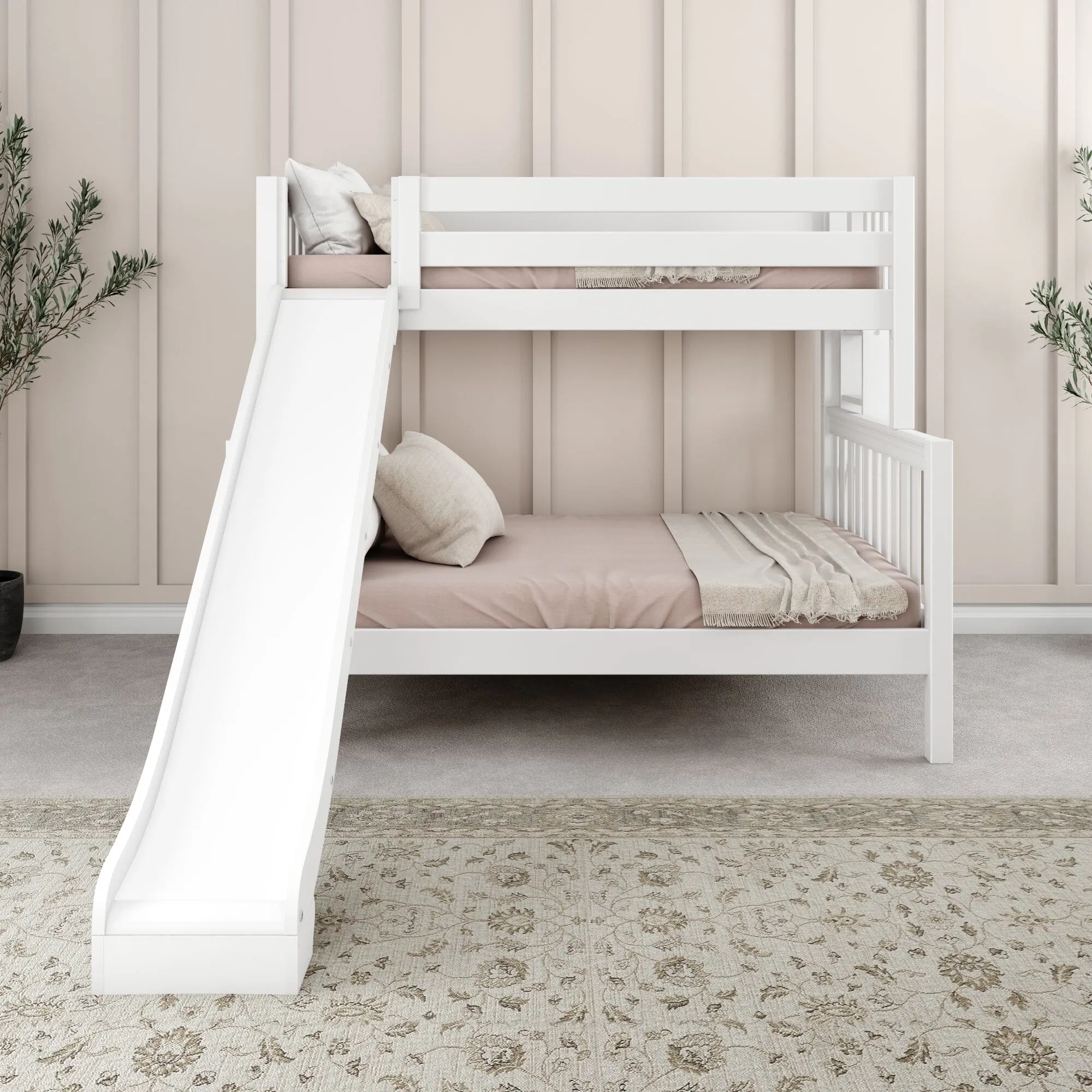 Twin over Full Medium Bunk Bed with Slide and Ladder