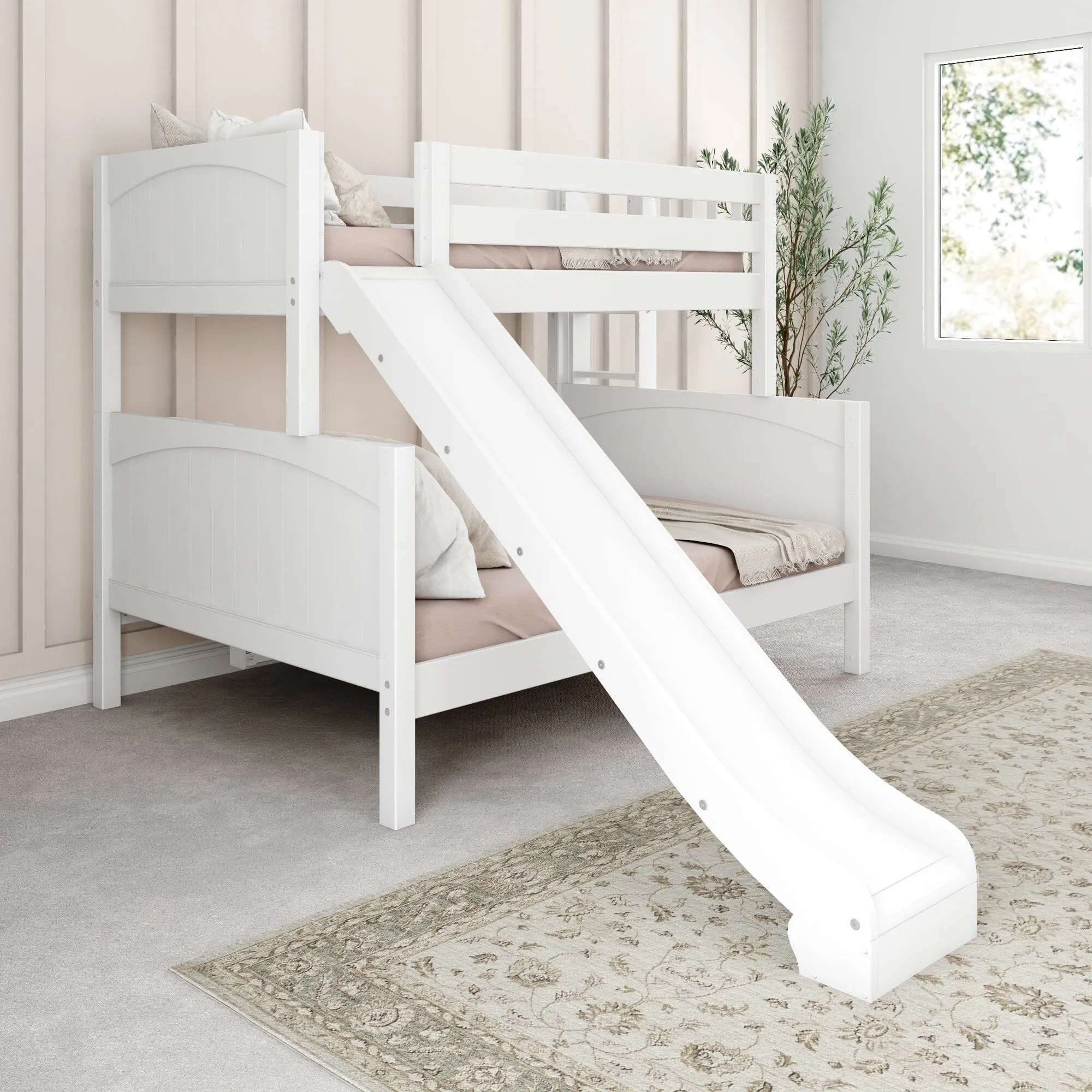 Twin over Full Medium Bunk Bed with Slide and Ladder