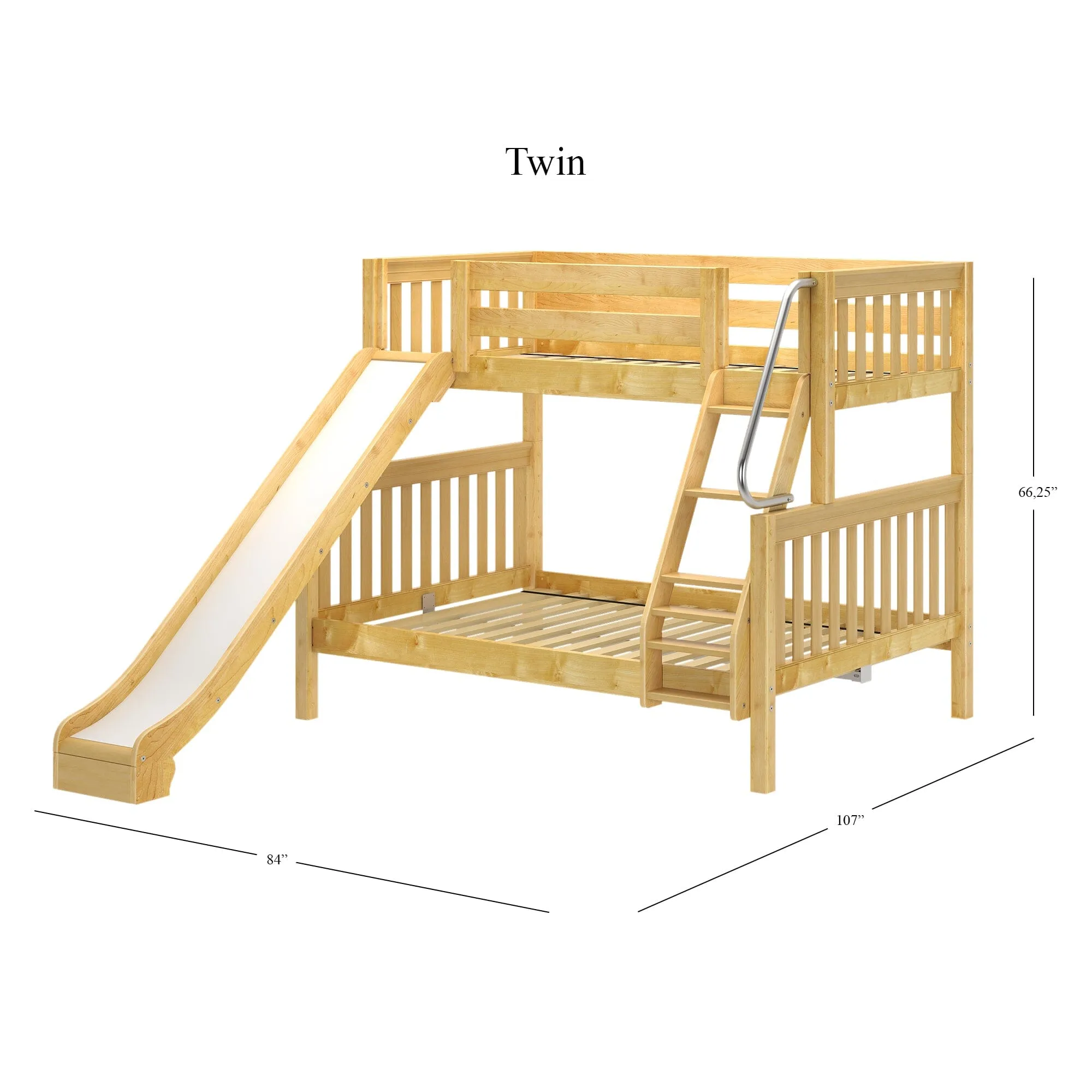 Twin over Full Medium Bunk Bed with Slide and Ladder