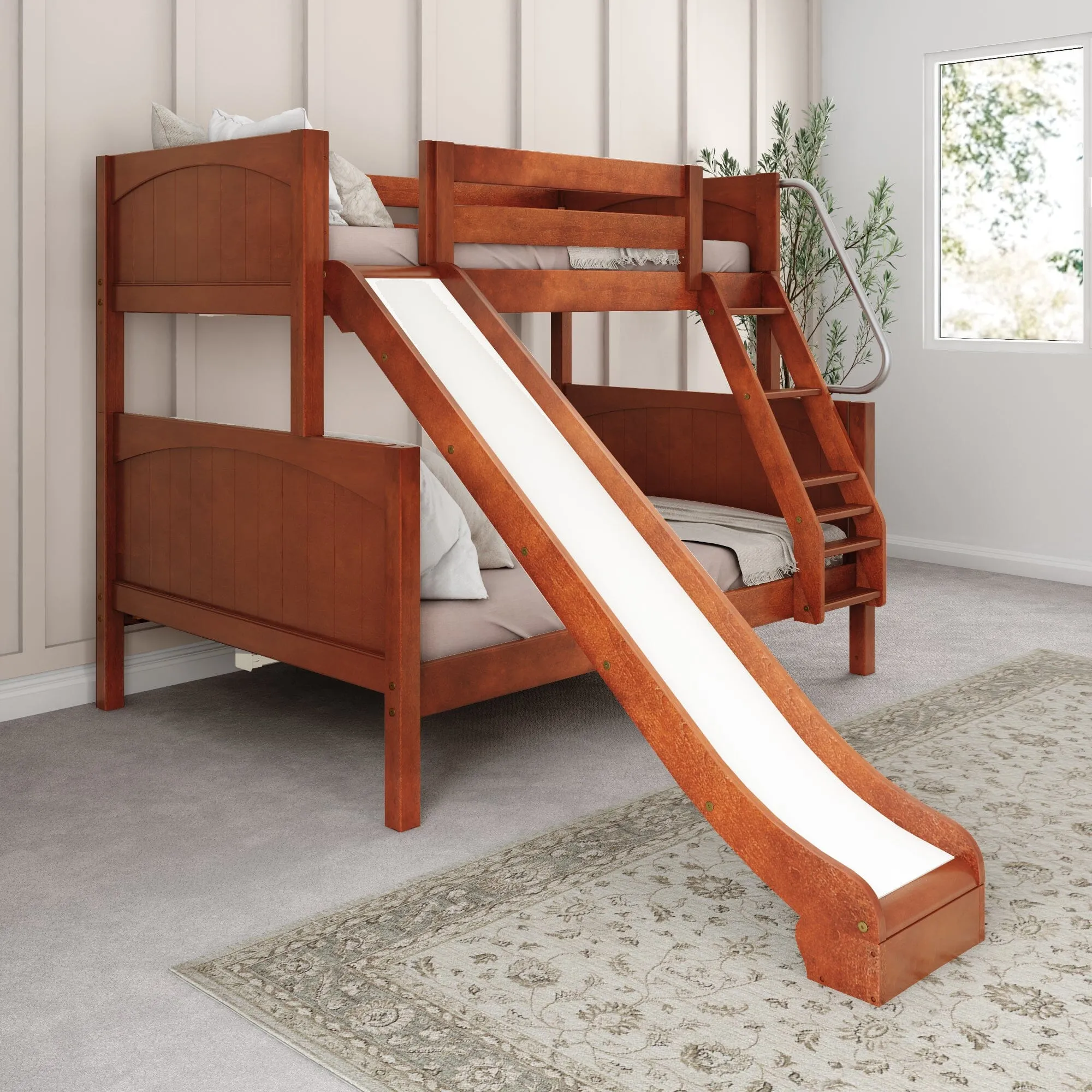 Twin over Full Medium Bunk Bed with Slide and Ladder