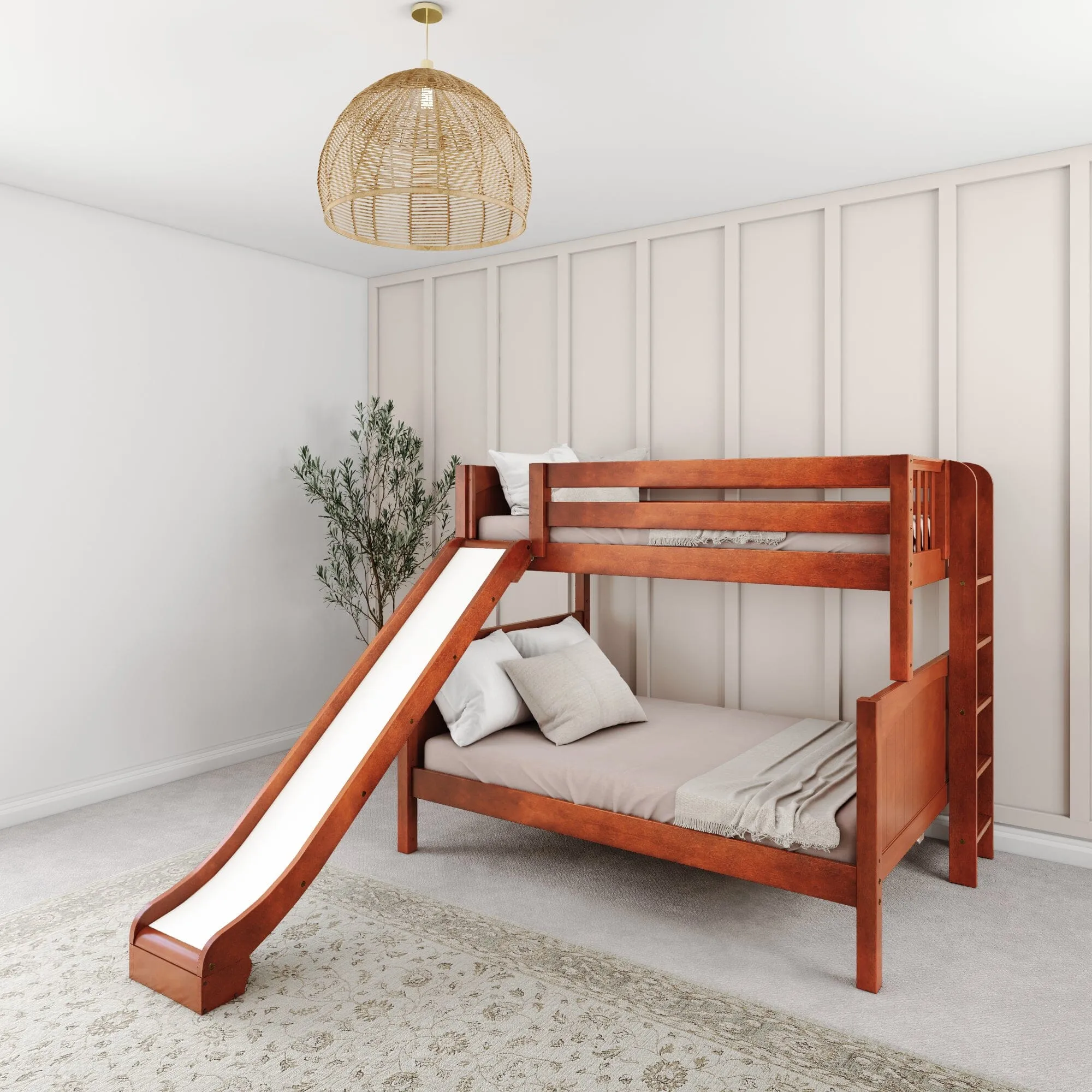 Twin over Full Medium Bunk Bed with Slide and Ladder