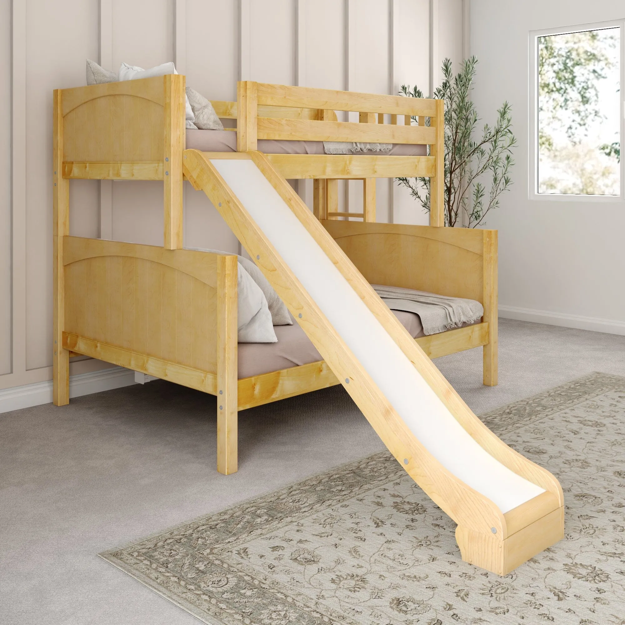 Twin over Full Medium Bunk Bed with Slide and Ladder