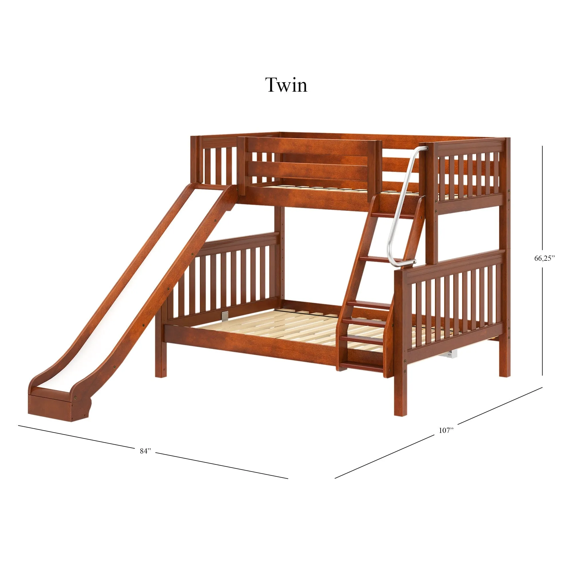 Twin over Full Medium Bunk Bed with Slide and Ladder