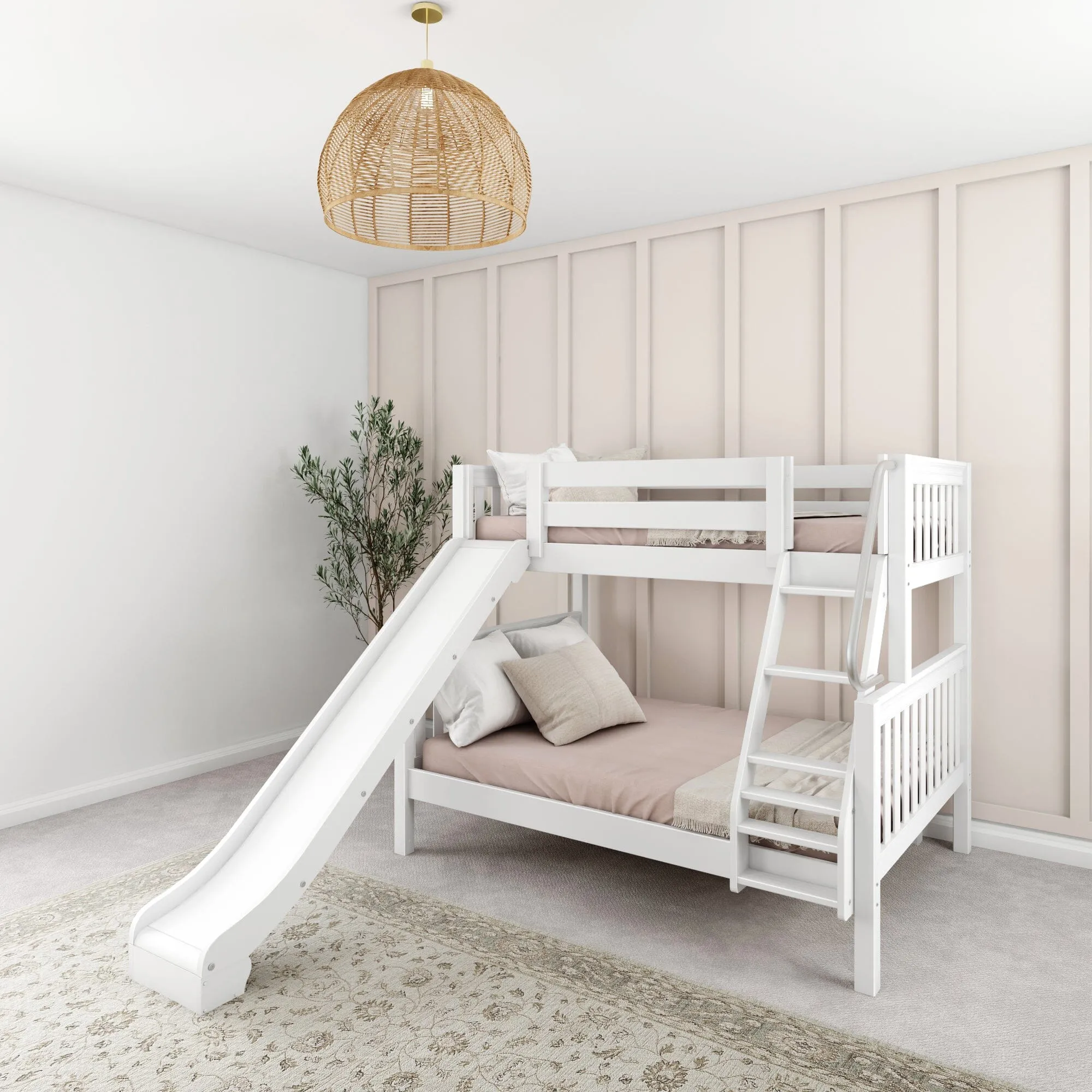 Twin over Full Medium Bunk Bed with Slide and Ladder