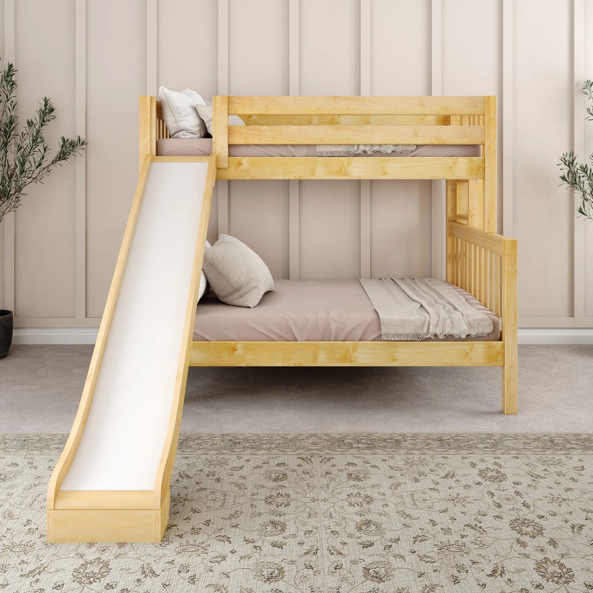 Twin over Full Medium Bunk Bed with Slide and Ladder