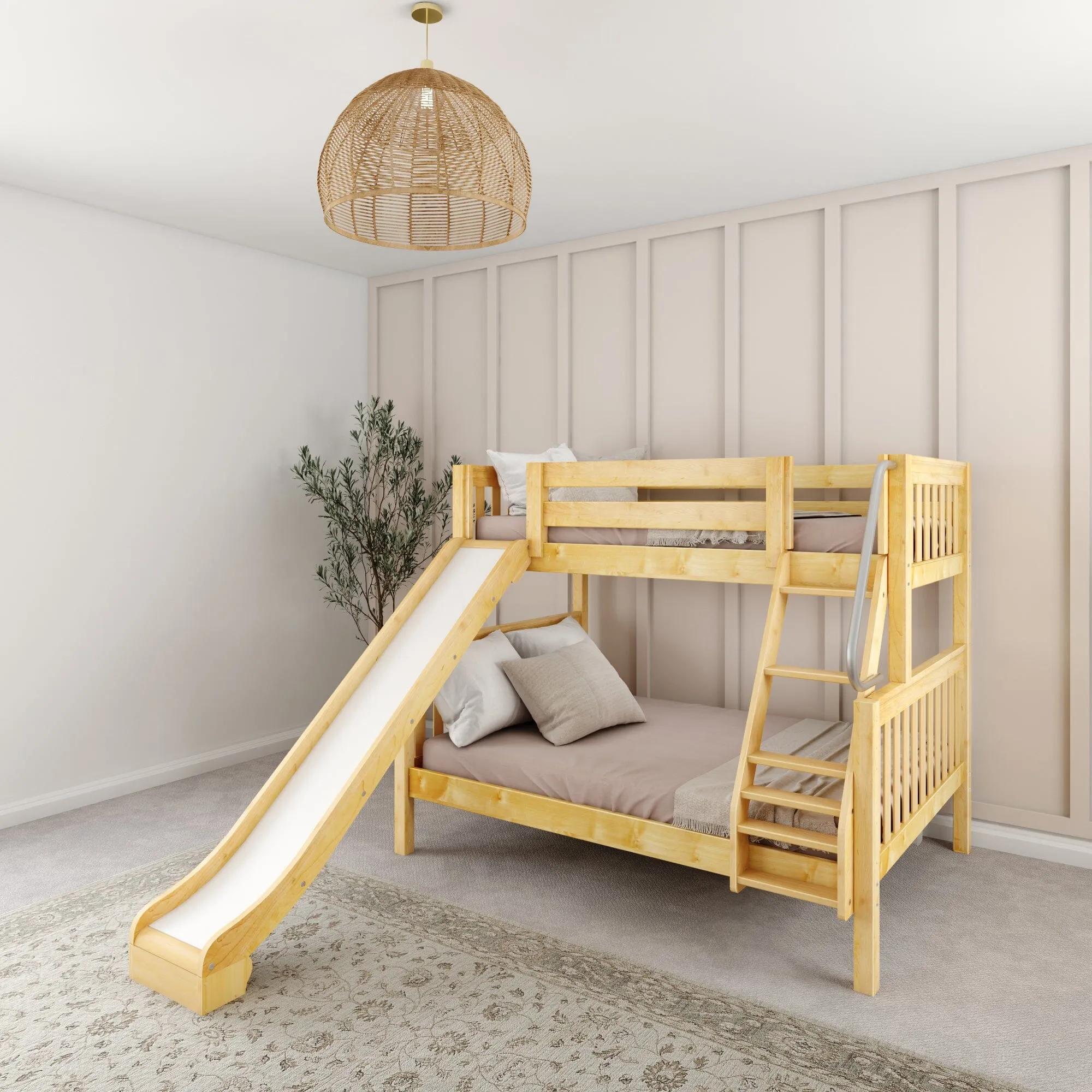 Twin over Full Medium Bunk Bed with Slide and Ladder