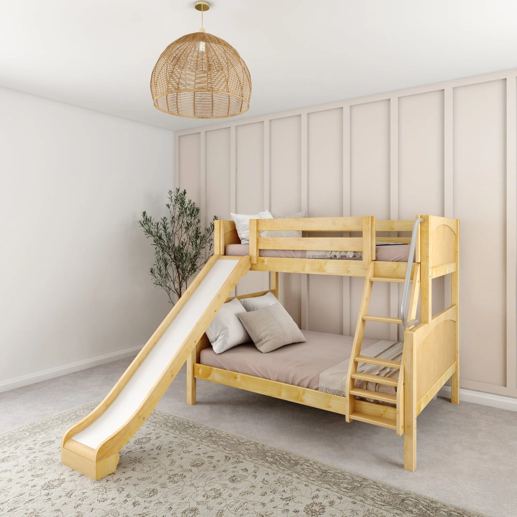 Twin over Full Medium Bunk Bed with Slide and Ladder