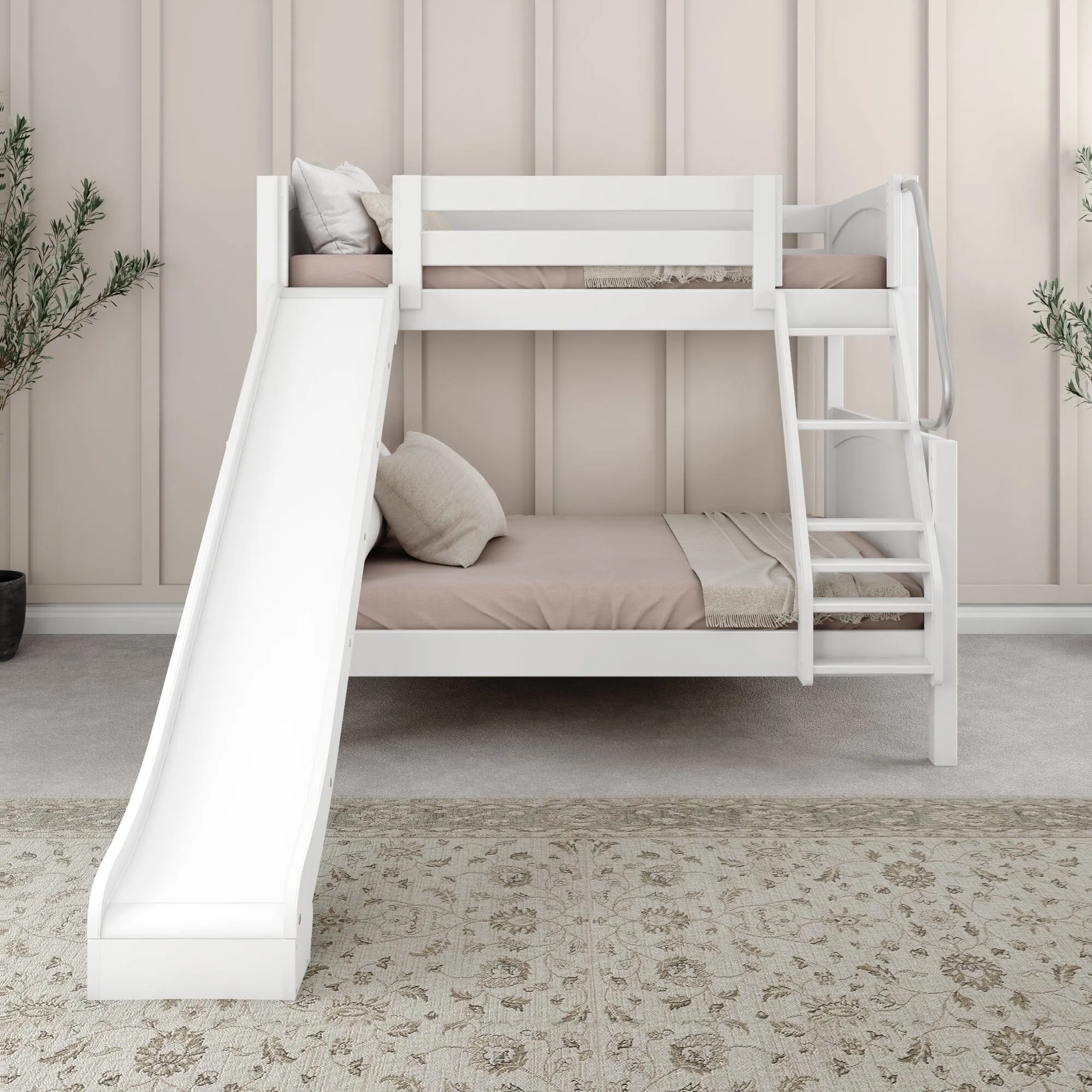 Twin over Full Medium Bunk Bed with Slide and Ladder