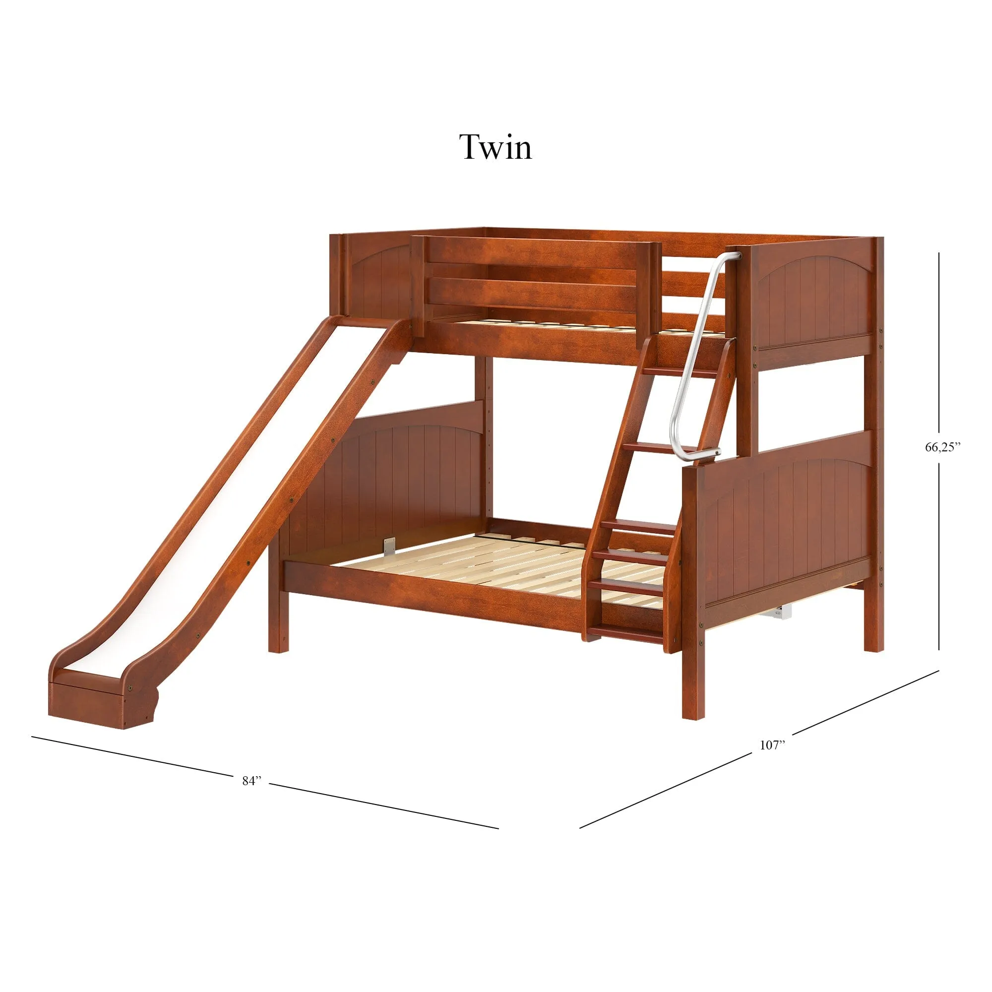 Twin over Full Medium Bunk Bed with Slide and Ladder