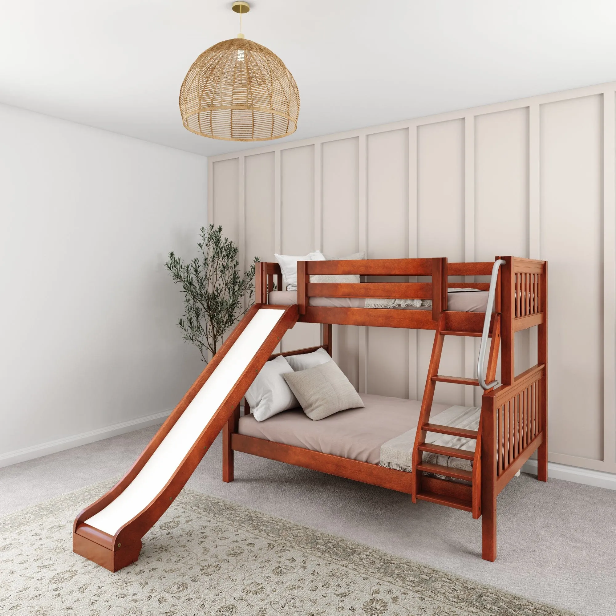 Twin over Full Medium Bunk Bed with Slide and Ladder