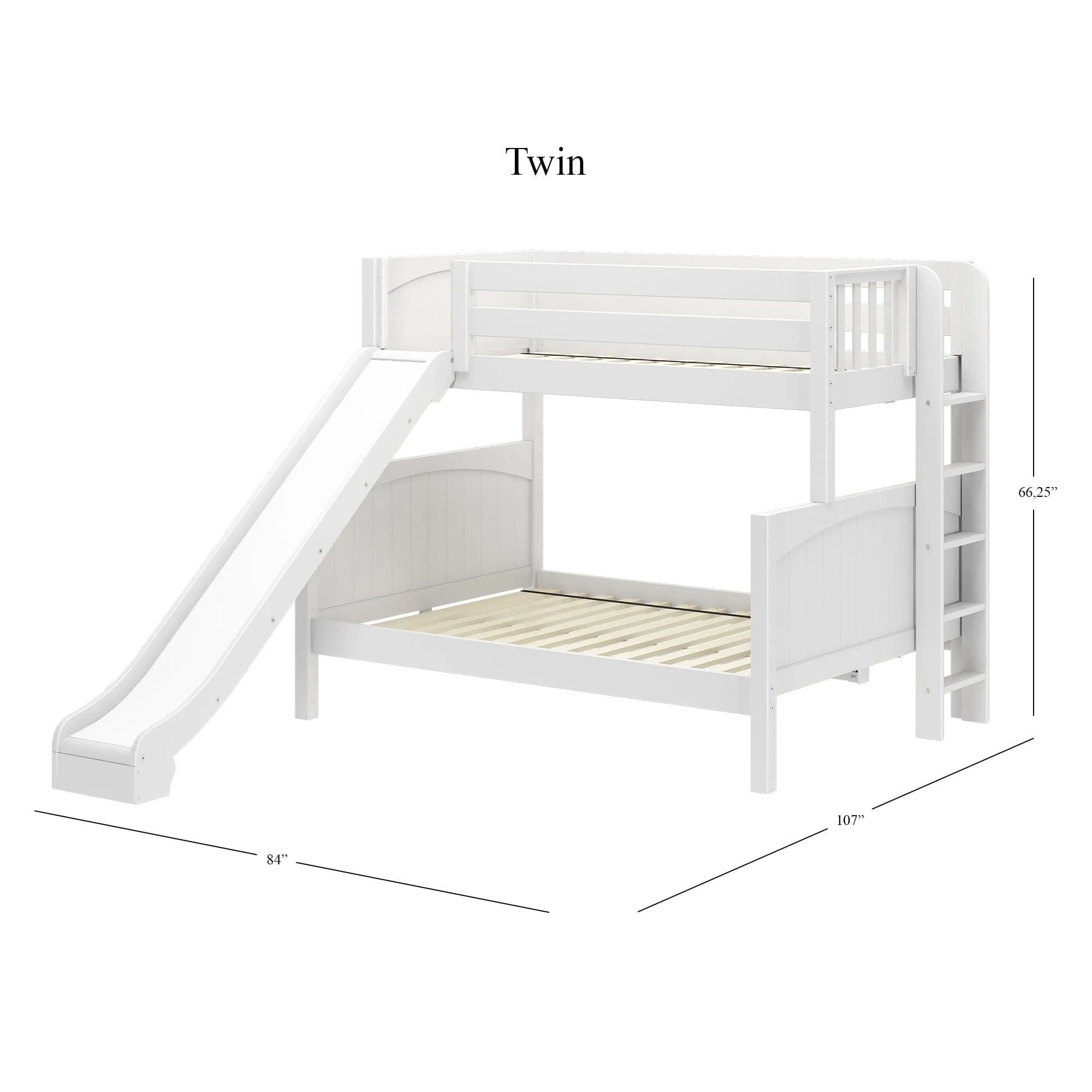 Twin over Full Medium Bunk Bed with Slide and Ladder