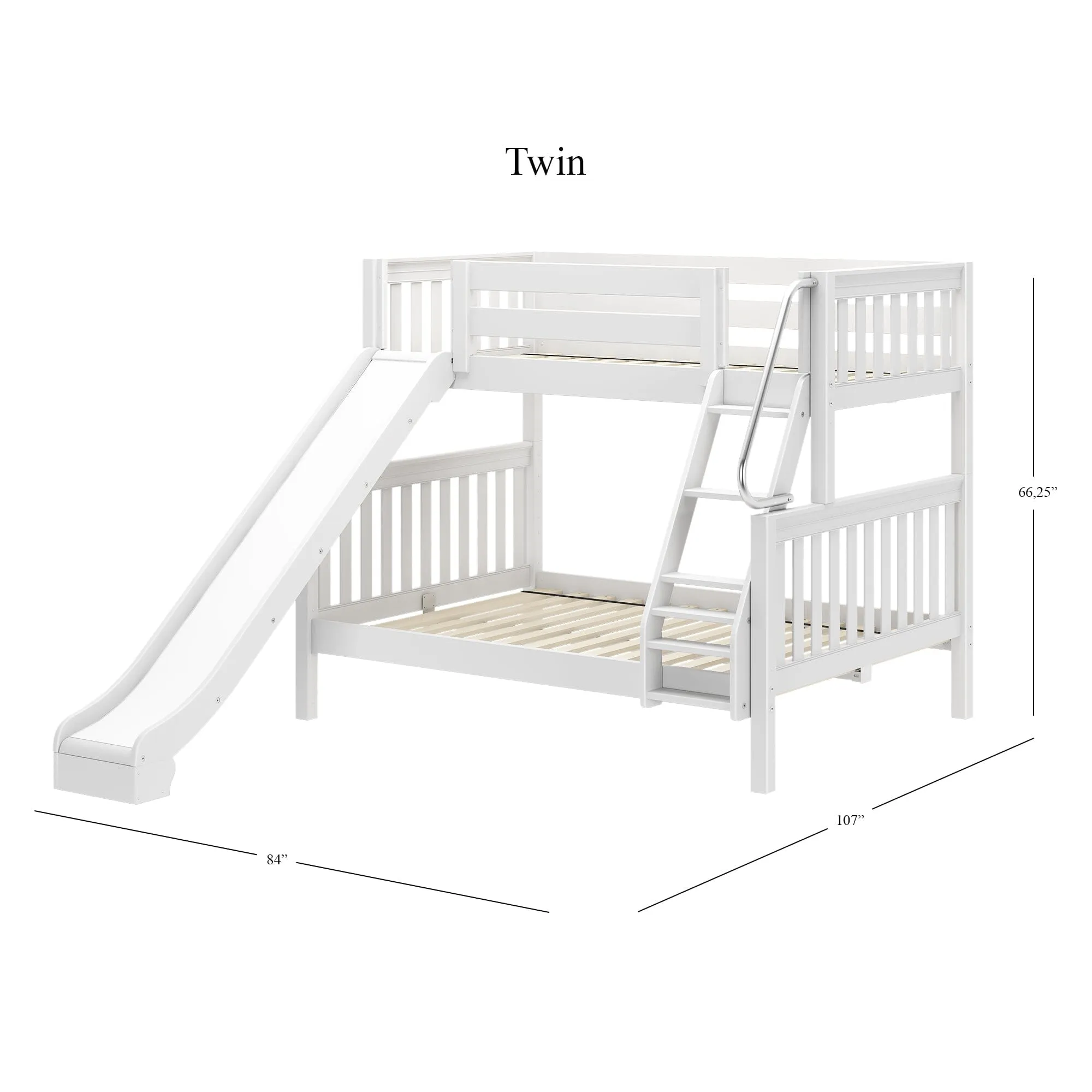 Twin over Full Medium Bunk Bed with Slide and Ladder