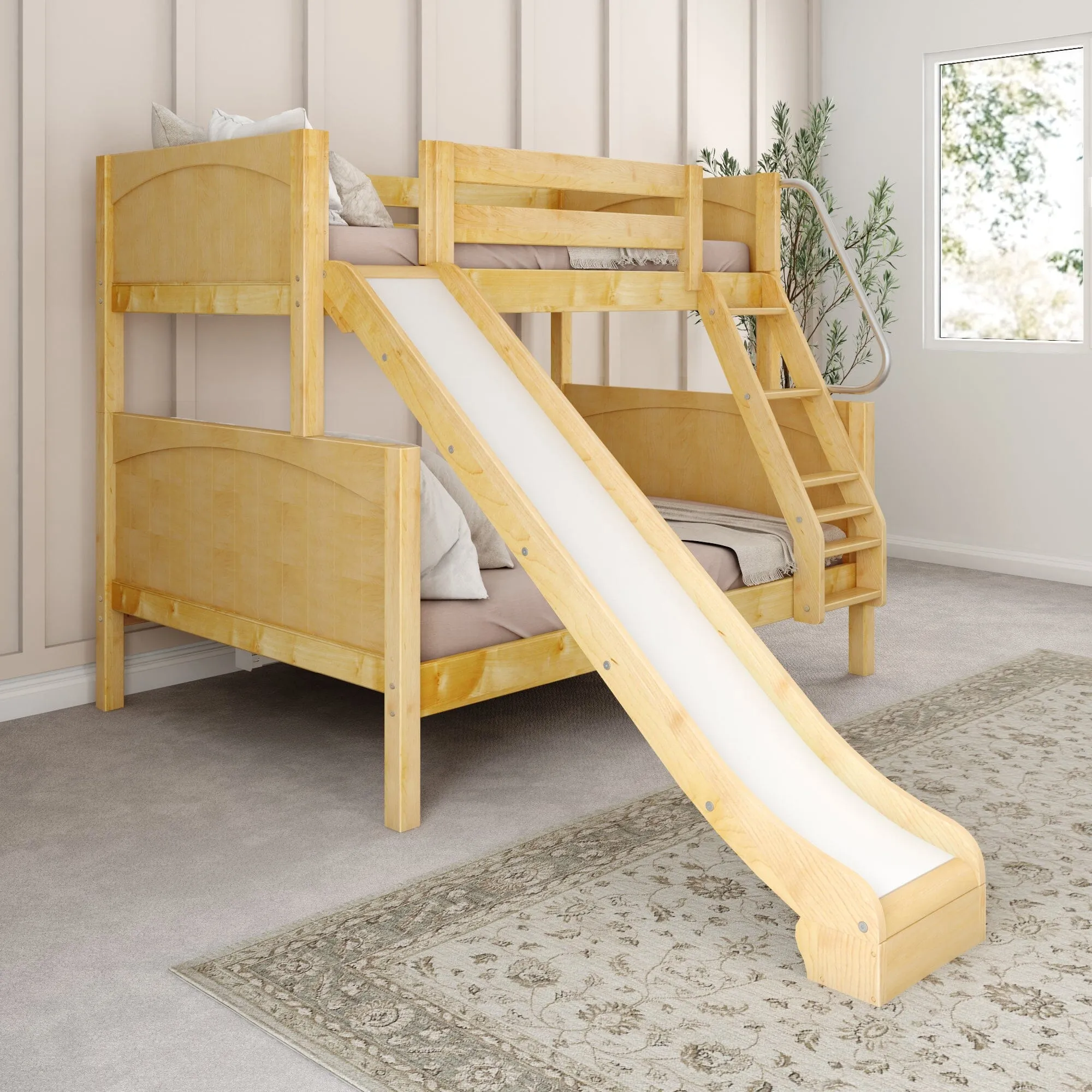 Twin over Full Medium Bunk Bed with Slide and Ladder