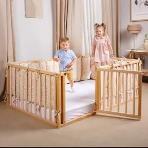 Twin Size Bed Frame for Toddlers with Fence (75*38 inch)