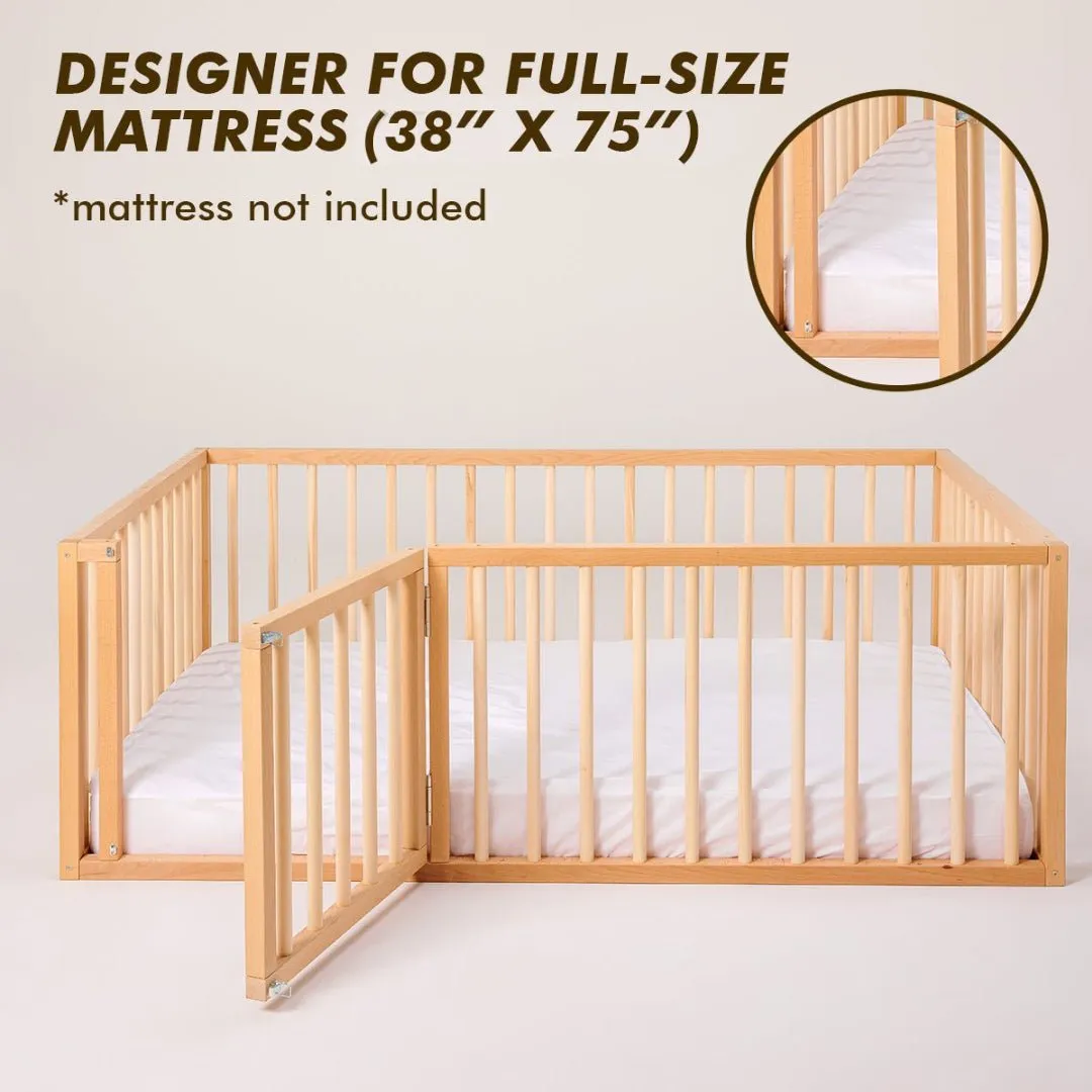 Twin Size Bed Frame for Toddlers with Fence (75*38 inch)