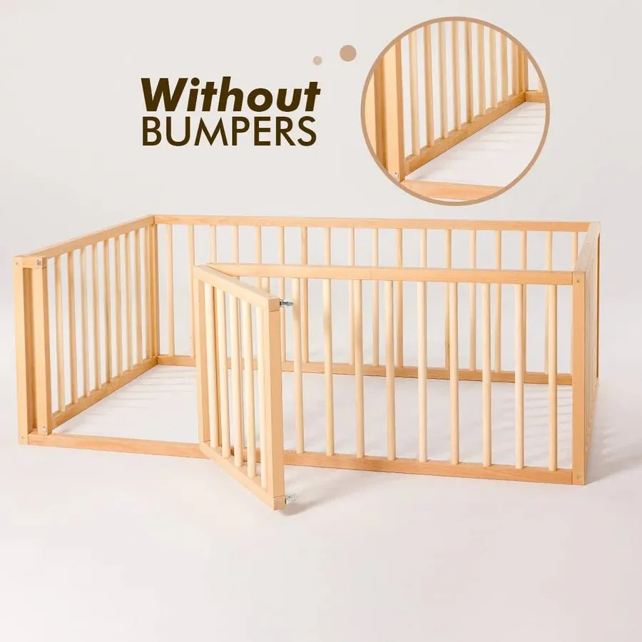 Twin Size Bed Frame for Toddlers with Fence (75*38 inch)