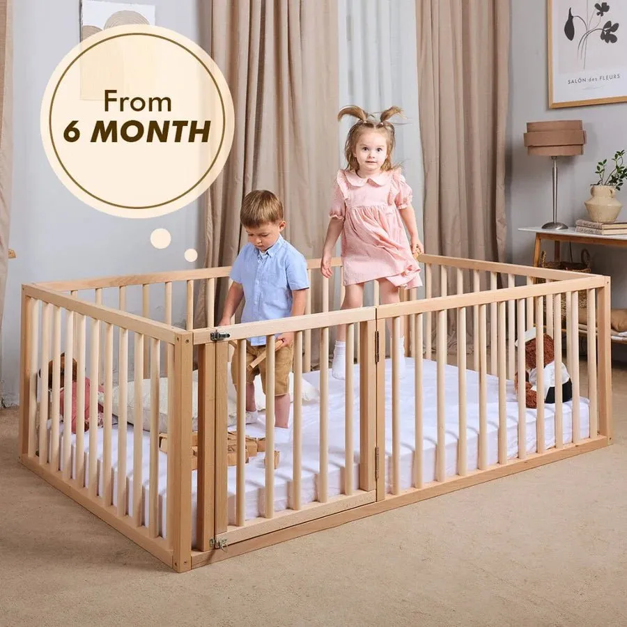 Twin Size Bed Frame for Toddlers with Fence (75*38 inch)